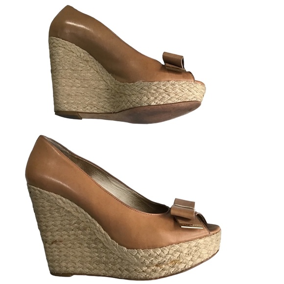 Michael Kors Leather “Meg Wedges” Espadrilles with Cute Leather Bows - Size 11 - Picture 3 of 11